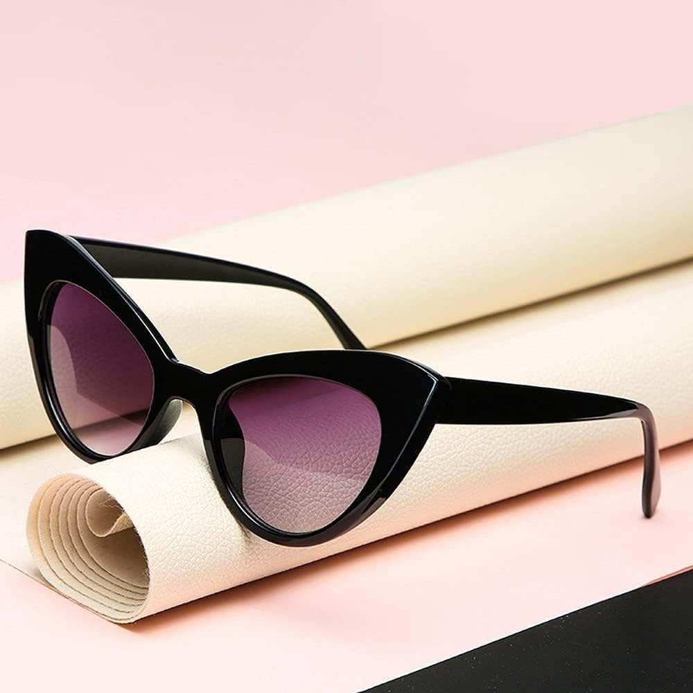 Cat Eye Sunglasses Women, Retro Vintage Fashion, Black Frame, Trendy Lentes New